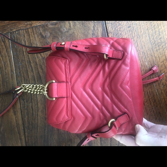 Gucci GG Mini Marmont Drawstring Red Backpack - Picture 3 of 8